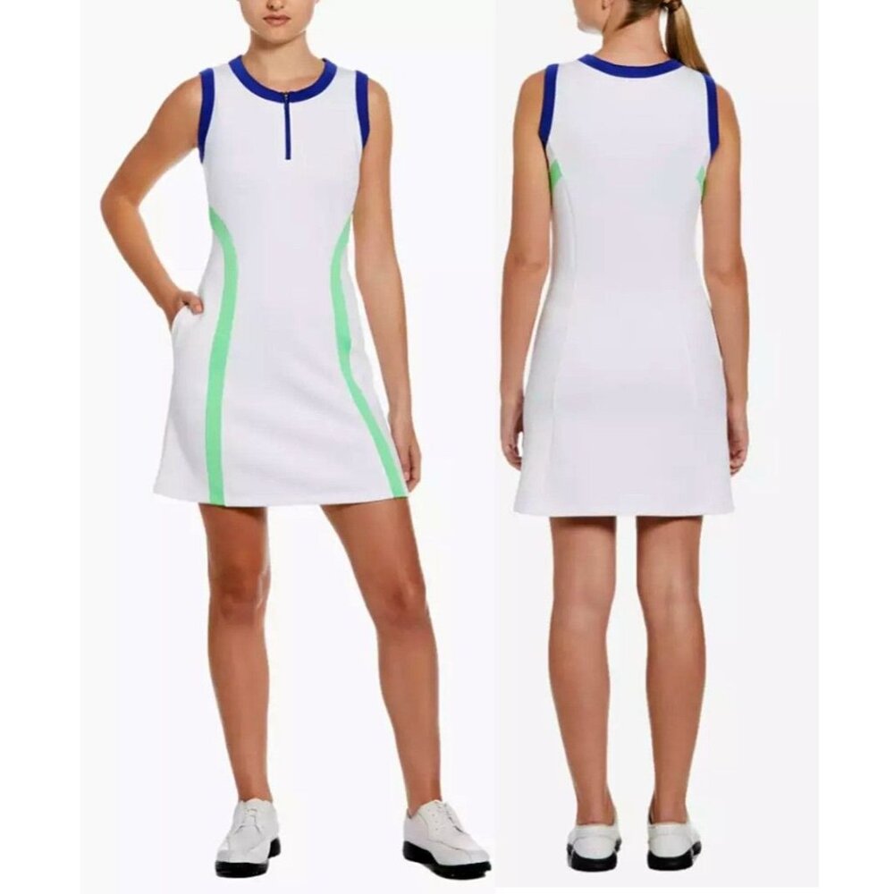 PGA TOUR Activewear Golf Color Block Sleeveless Flounce Dress Women's Size Large - Picture 1 of 9
